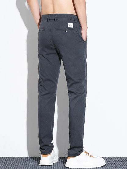 Thin Men's Pants Spring Summer Straight Casual Pants Lyocell Fabric Fashion Slim Stretch Korean Trousers Solid Color 2025 New