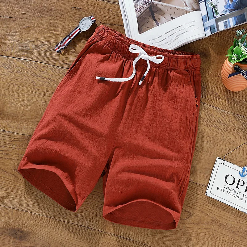 Men's Solid Gym Shorts Summer Outdoor Breathable Sports Shorts Plus Size Drawstring Casual Shorts Male