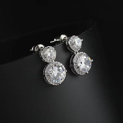 5cttw Moissanite Drop EarringsCertified Certificates 925 Sterling Silver Double Round Cut Halo Diamond Stud Earring for Women
