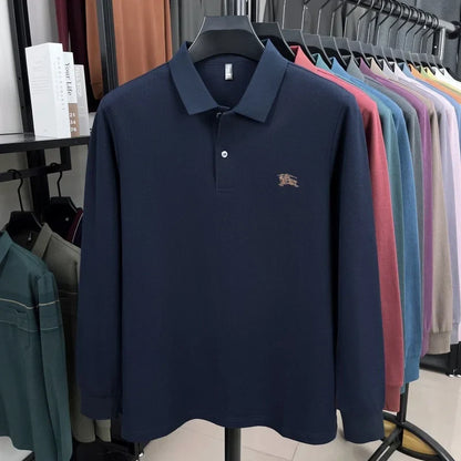 100% cotton long sleeve polo shirt spring and autumn fashion casual luxury brand exquisite embroidery lapel T-shirt new men wear