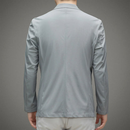 Minimalist Men Casual Blazer Ice Silk Nylon Spandex Seamless High Stretch Sun Protection Cooling Summer Breathable Tech Jacket