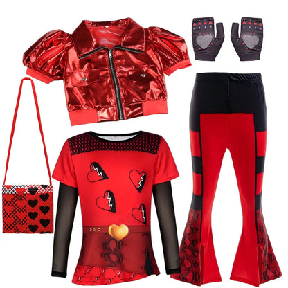 2026 Movie Descendant Red Role Playing Costume 3PCS Suit Coat+Dress+Flared Pants Halloween Girls The Rising of Red Clothing Set