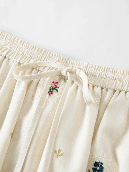 Fashionable Embroidered Sleeveless Top and Tulip Skirt Elastic Waist Retro Women 2026 Summer New Arrival Set