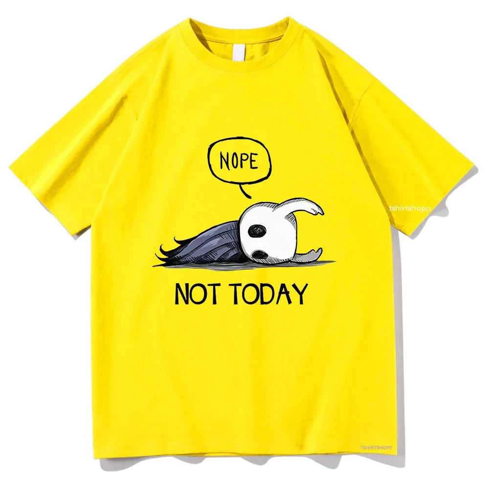 No not today. T-shirt anime Hollow Knight men Harajuku Aesthetic short-sleeved top 100% cotton T-shirt retro streetwear