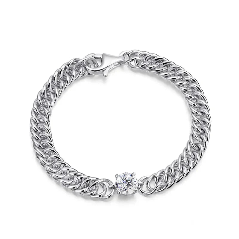 6.5mm Round Moissanite Bracelet for Women Men 100% S925 Sterling Silver Plated 18K Gold Party Fine Jewelry Gift