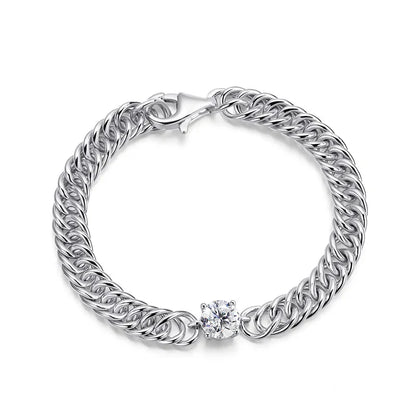 6.5mm Round Moissanite Bracelet for Women Men 100% S925 Sterling Silver Plated 18K Gold Party Fine Jewelry Gift