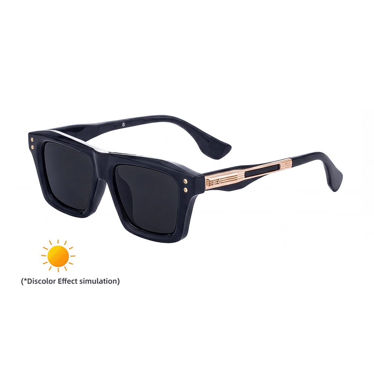 2026 New European and American Fashion Square Frame Photochromic Sunglasses for Men, Retro and Unique Outdoor Driving Sunglasses