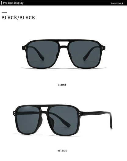 2026 Ins Retro Double Bridge Square Women Sunglasses Fashion Leopard Print Gradient Lenses Men Trend Gafas De Sol UV400