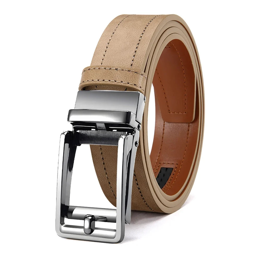 Men's Fashionable Leather Belt Men's High-quality Leather Belt Business Automatic Buckle Ratchet Belt Randomly Adjustable