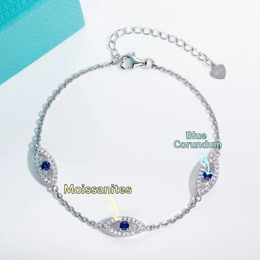 Bracelet Oeil de la Providence en Moissanite, Argent Sterling 925, Plaqué Or 18K, Bracelet de Cheville Ajustable 18+5cm pour Femme