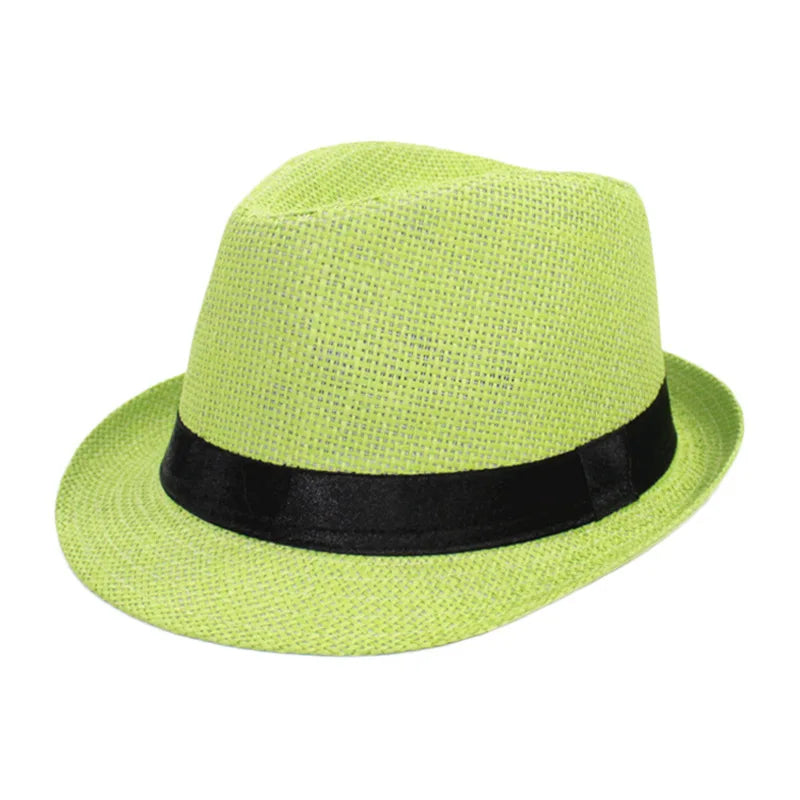 Summer Fedoras for Men Middle old aged Cap Linen Panama Solid  Jazz Hat Cowboy  Men's Women's  British Party Sun Hat