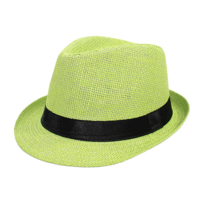 Summer Fedoras for Men Middle old aged Cap Linen Panama Solid  Jazz Hat Cowboy  Men's Women's  British Party Sun Hat