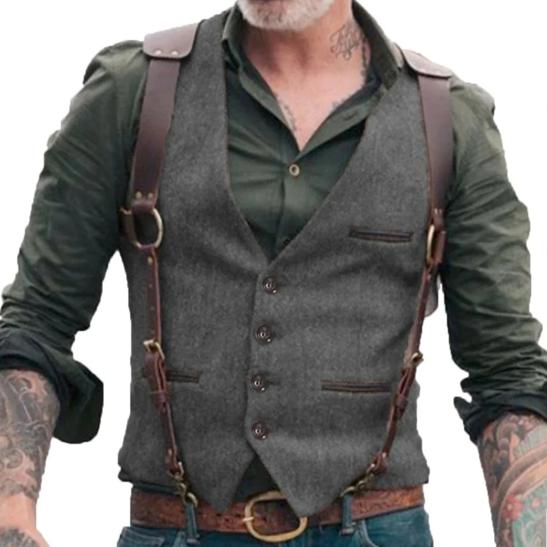 Men Vest Brown V-neck Single Button Solid Waistcoat For Wedding Birthday Banquet Business Casual Daily Men Suit Vest