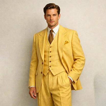 Sage Green Linen Wedding Suits for Men 3 Pieces Summer Men Suits with Vest Slim Fit Groom Tuxedo Blazer Trousers Set 2026