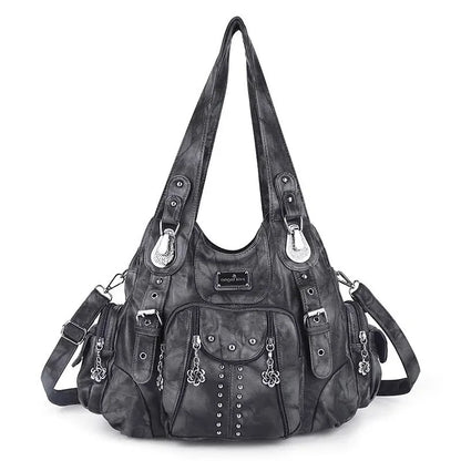 Women Handbags Black Vintage Shoulder Bags Fashion PU Handbag Female Satchel Big-capacity Shoulder Purse Bag bolsa feminina