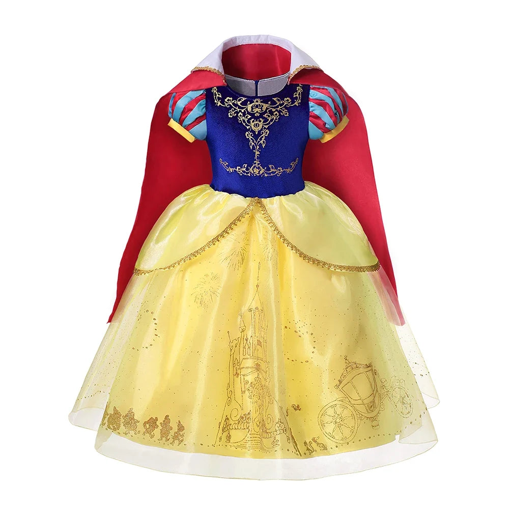 Deluxe Snow White Gown Set with Accessories Princess Costume Fairy Cosplay for Girls Kids Toddler Carnival Party Vestido