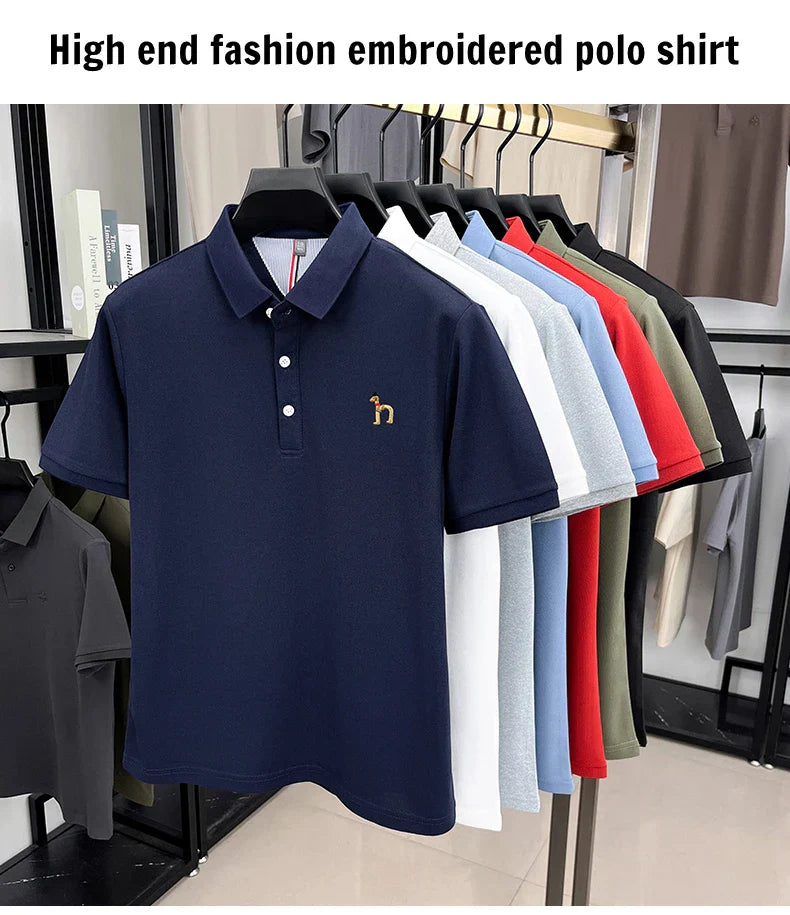 High end luxury brand short sleeve polo shirt summer new trend cute dog embroidery design T-shirt casual Korean golf men's wear
