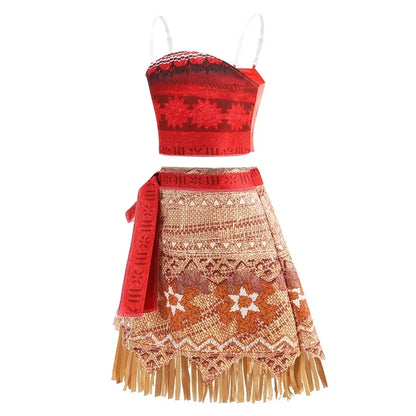 Summer Kids Princess Costume Children Disney Moana Halloween Dress Girl Vaiana Dinner Dress Ocean Adventure Pageant Disguise