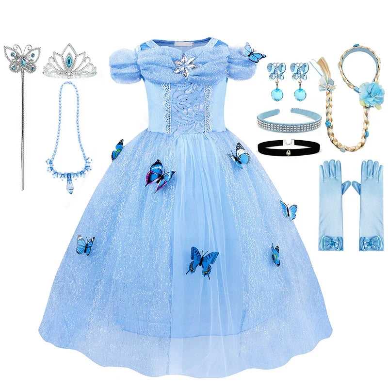 Kids Girls Cosplay Costume Children Summer Pageant Fantasy Cinderella Carnival Clothes Princess Birthday Dress 2-10 Yrs Clothes
