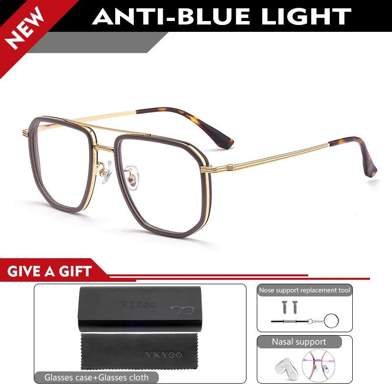 Fashion New Business Men's Large-rimmed Glasses Can Be Customized Prescription Anti-blue Light Glasses Retro Glasses Frame