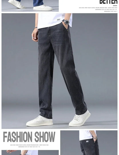 Business Jeans Men's Spring Thin Casual Straight Fashion Loose Brand Pants Comfortable Male Denim Trousers