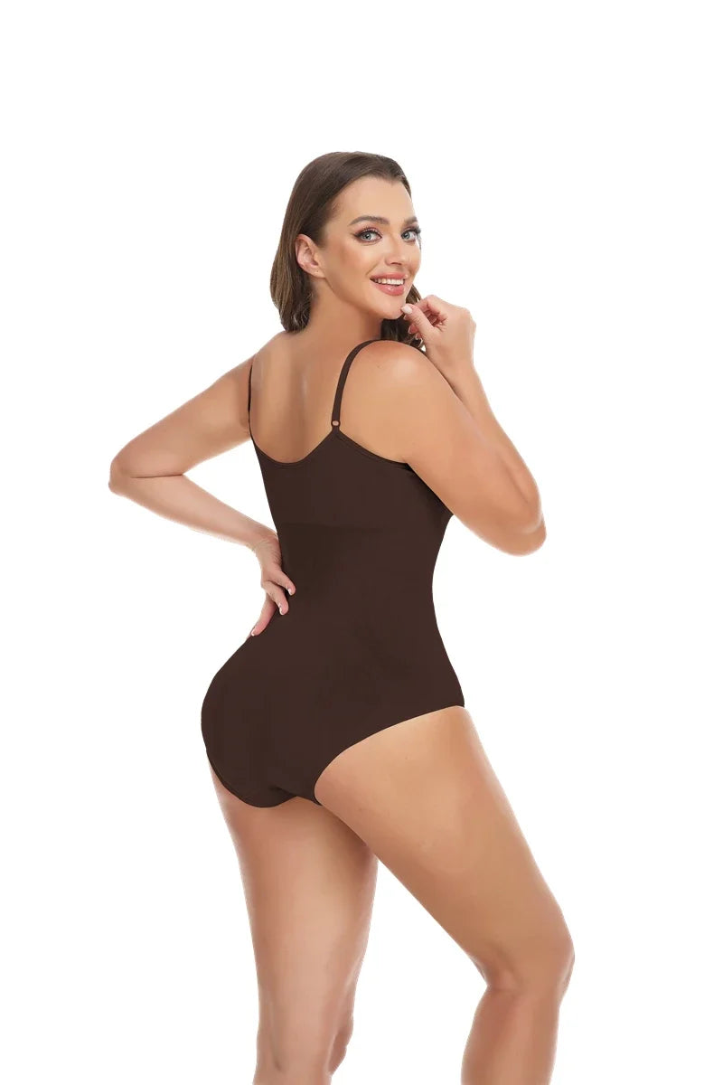 Women Seam-free Sleeveless V-Neck Bodysuit Shapewear Tummy Control Body Shaper Tank Top Red Blue