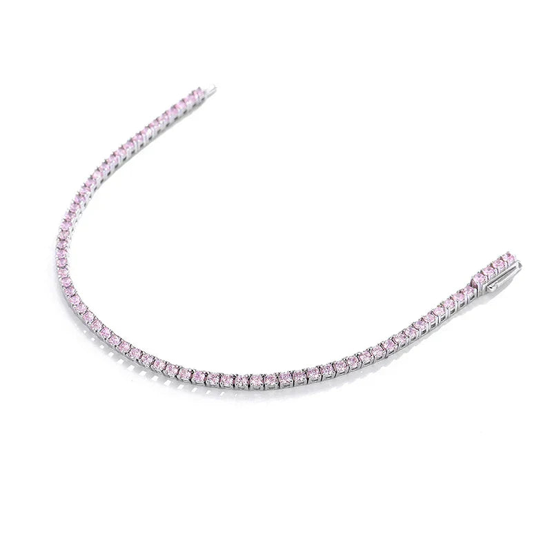 2mm Blue High Carbon Diamond Tennis Bracelet for Women 925 Sterling Silver Color Gemstone Bracelets Party Jewelry Gifts