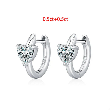 1CTTW Heart Cut Moissanite Hoop Earrings for Women Shine Wedding Party Jewelry Lab Diamond Earring Pure 925 Silver Gifts