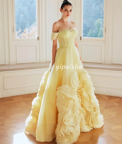 Customized High Quality Classic Organza Ruched A-line Off-the-shoulder Long Dresses Bespoke Occasion Dresses Modern Style Formal