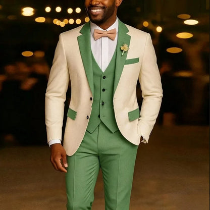 Slim Fit Wedding Suits for Men Sage Green Groom Tuxedo Formal Blazer Vest Pants Set for Prom Party Banquet wedding suits for men
