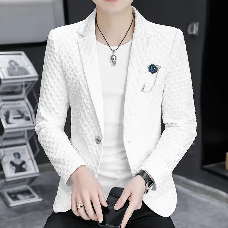2024 Autumn New Fashion Handsome Men Business Leisure Banquet Shopping Slim-fit Korean Suit  Costume Croisé Homme  Blazer
