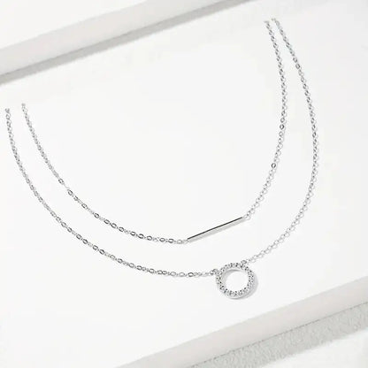 Moissanite Loop Pendant Necklace for Women 925 Sterling Silver Double Layer Clavicle Chain Necklaces Fine Jewelry Gifts