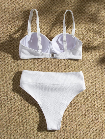 Sexy Push Up Underwire Swimwear Women Solid White Black Padded Buckle One Piece Swimsuit Beach Bathing Suit Bodysuit Monokini