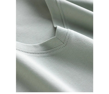 6% Real Silk Cotton Modal Women's T-shirt 2026 Summer Tees Short Sleeve Solid Tee Shirts V-neck Casual Woman Basic T shirt Tops