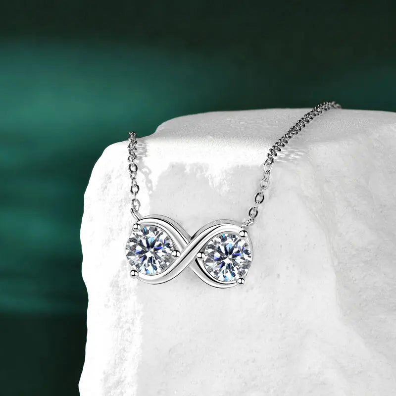 GRA Certified Moissanite Twisted Bowknot Pendant Necklaces for Women S925 Sterling Silver Jewelry Chains Wedding Gifs