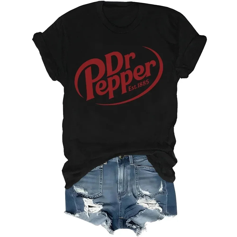 1885 T-Shirt Pepper Soda Lover Dr Pepper Shirt  Women's Harajuku Sleeve Casual Women's T-shirt Clothing Street Aesthetic Clothes