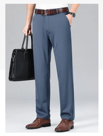 Men Stretch Suit Pants Business Dress Pants Wrinkle Free Embriodery 4-Way Stretch Formal Dress Pants