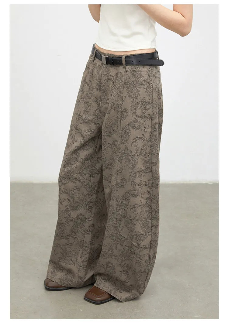 New Women Jeans Loose Casual High Waist Wide Leg Denim Pants Paisley Female Trousers Spring Autumn 2026