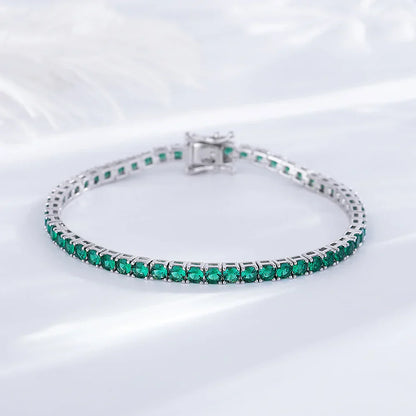 925 Silver Tennis Bracelet, 3mm Pave CZ, Dark Ruby/Rainbow/Blue/Green/Black, Eternity Design, Fine Jewelry for Women