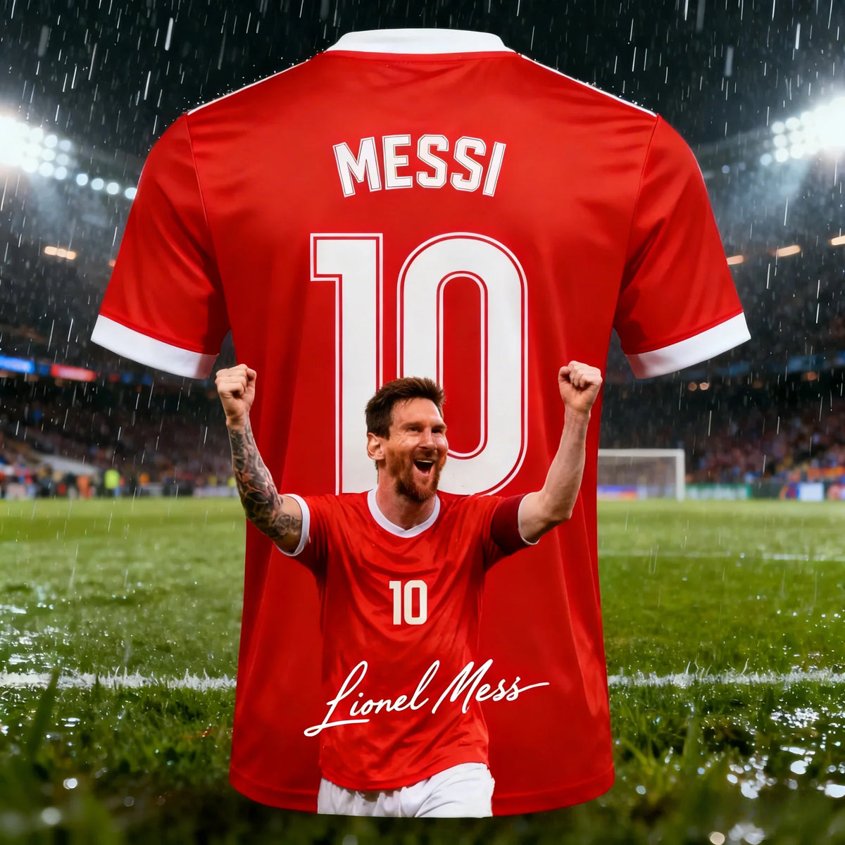 Summer Adult Messi #10 AI Design Men's Football Jersey T-Shirt Outdoor Daily Sport Shirt Quick-Dry Breathable Top