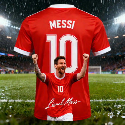Summer Adult Messi #10 AI Design Men's Football Jersey T-Shirt Outdoor Daily Sport Shirt Quick-Dry Breathable Top