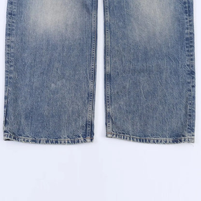 Casual Women Long Jeans Summer Female Chic Ripped Holes Denim Fashion Mid Waist Flanging Button Streetwear Pants Trousers
