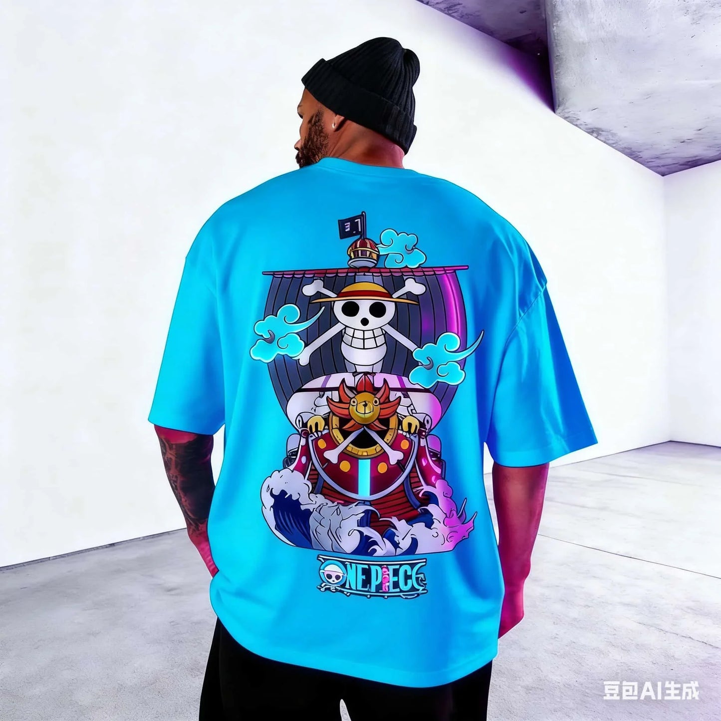 2026 Oversized Anime Men T-Shirt One Piece Luffy Streetwear Gym Workout Short Sleeves Graphic Tee Loose Casual Tops Summer Y2k