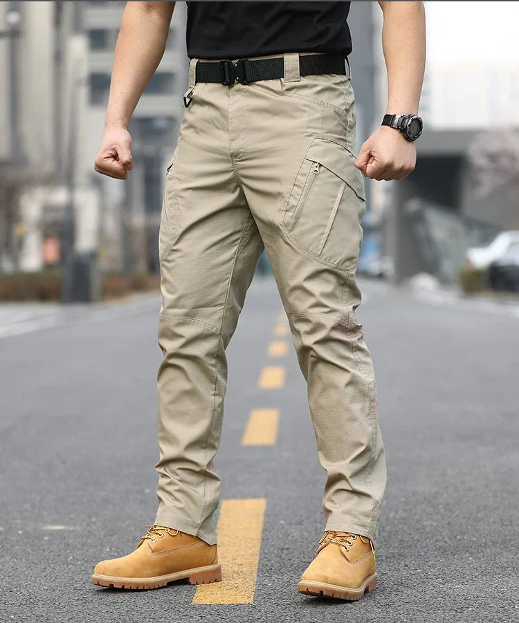 Men's Tactical Cargo Pants Military Style Joggers with Multiple Pockets Outdoor Elastic Waist for Spring Autumn Hiking Camping