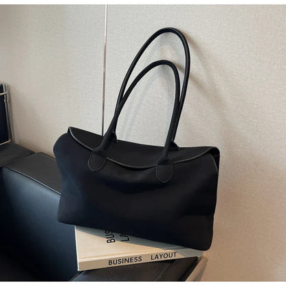 Classic Faux Suede Handbags Women England Style Elegant Shoulder Bags Big Solid Designer Casual Totes Lady Retro Female Packages