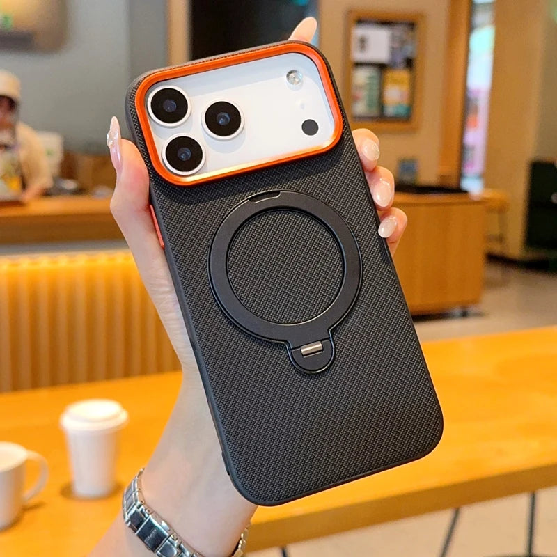 funda For iPhone Air Case ELVEV Magnetic Luxury PU Leather Anti-fall with Rotatable Ring Stand Cover for iphone17 pro max كفر