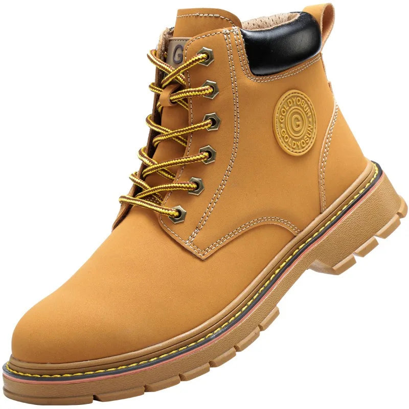 high-top Work Boots For Men Anti-smash Anti-puncture Work Shoes with Steel Toe leather safety shoes men for work waterproof shoe