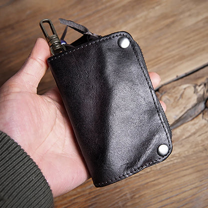 GURO High Quality Genuine Leather Key Bag Men Women Waist Hanging Car Key Case Organizer Multifunctional Card Holder Coin Purse