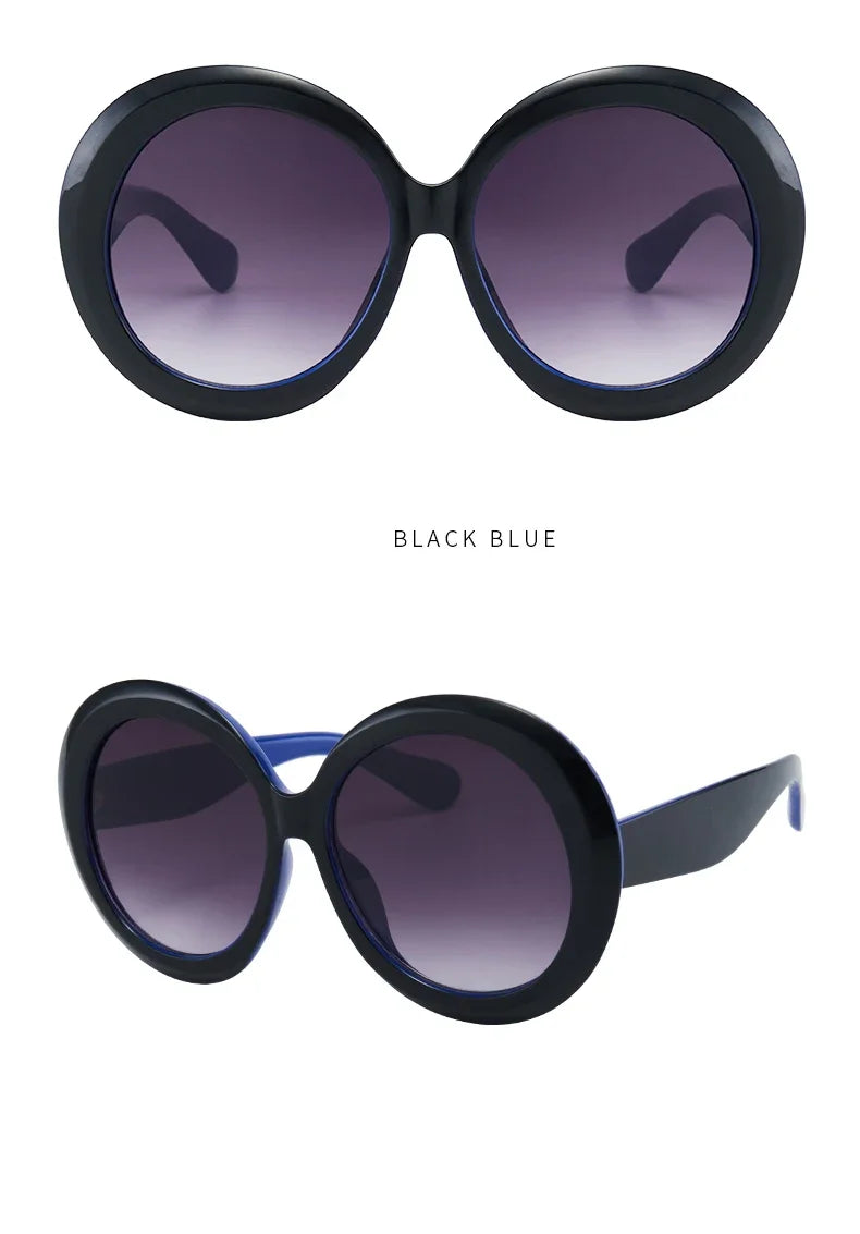 Retro Big Round Frame Sunglasses Lady Oversized Fashionable Street View Sunglasses Beach Resort Sunglasses