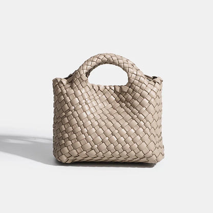 Designer bag Women's handbag Popular small size version PU leather woven bag Fashion style soft handmade bucket bag